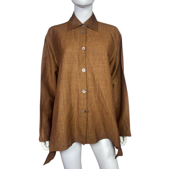 Harari Women's One Size Linen Lagenlook Tunic Artsy Boxy Button Down Shirt EUC - Picture 1 of 4